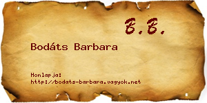 Bodáts Barbara névjegykártya